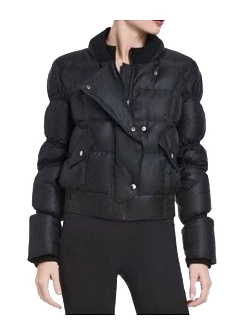 NEW $398 BCBG Angelica Puffer Jacket! XS or Sm  Black Quilted  Motorcycle Style